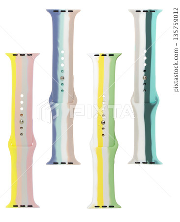 silicone strap for smart watches, on a white background in isolation, collage 135759012