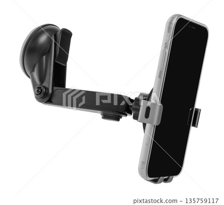 Car holder for a phone with a phone, isolated on a white background 135759117