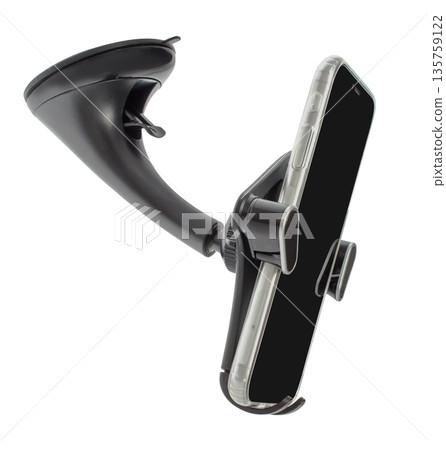 Car holder for a phone with a phone, isolated on a white background 135759122