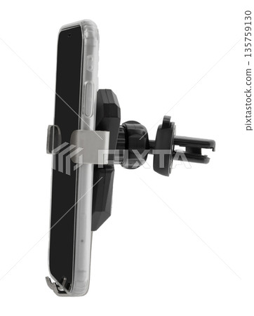 Car holder for a phone with a phone, isolated on a white background 135759130