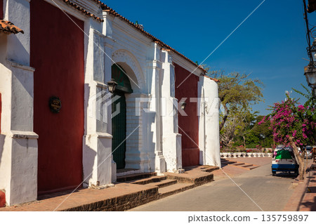 Historic Church of Saint Francis of Assisi built in 1580 at the beautiful heritage town of Mompox in Colombia 135759897