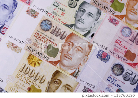 Money, currency of Singapore, dollar banknotes of various denominations. Singapore money Money, currency of Singapore, dollar banknotes of various denominations. Singapore money 135760150