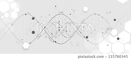Futuristic DNA visualisation strands, genetic neural web Futuristic DNA visualisation strands, genetic neural web 135760345