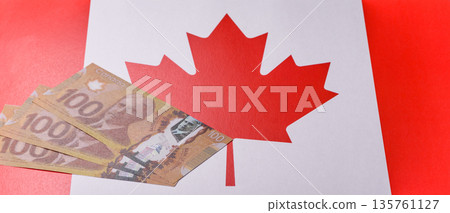 Money, currency of Canada, dollar banknotes of various denominations. Canadian money Money, currency of Canada, dollar banknotes of various denominations. Canadian money 135761127