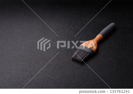 Brush, silicone kitchen utensils for cooking and baking at home. Silicone brush 135761241