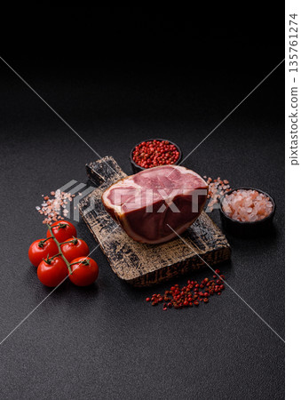 A meat roll made from pork or beef tongue slices with spices. Tongue roll 135761274