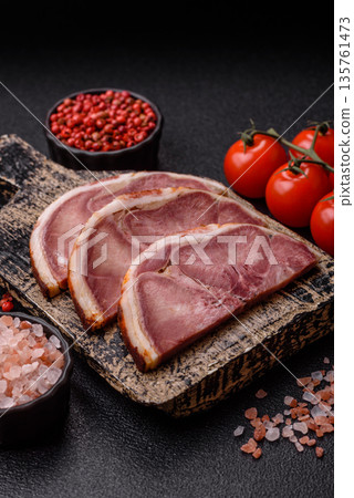 A meat roll made from pork or beef tongue slices with spices. Tongue roll 135761473