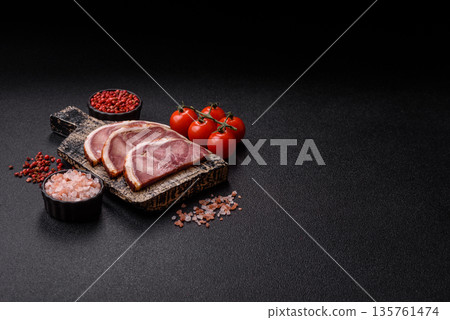 A meat roll made from pork or beef tongue slices with spices. Tongue roll 135761474