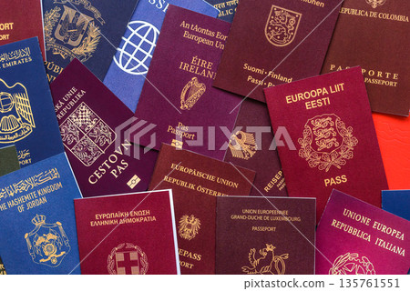 Passports of citizens of different countries of the world, passports background 135761551