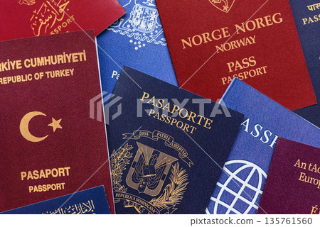 Passports of citizens of different countries of the world, passports background 135761560