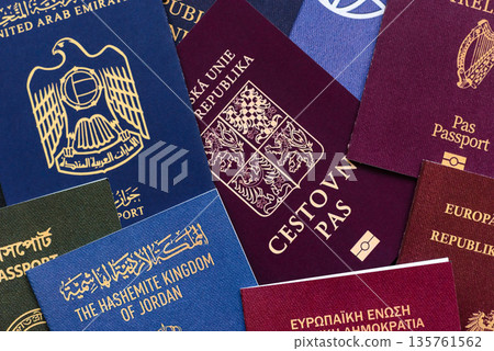 Passports of citizens of different countries of the world, passports background 135761562