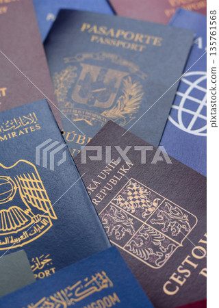 Passports of citizens of different countries of the world, passports background 135761568