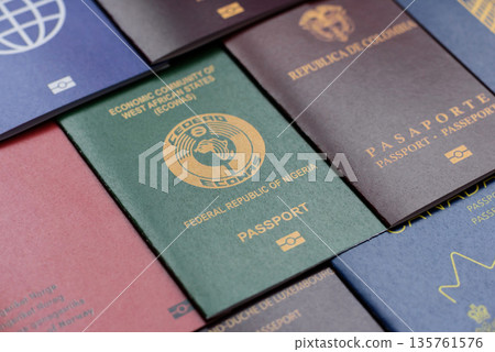 Passports of citizens of different countries of the world, passports background 135761576