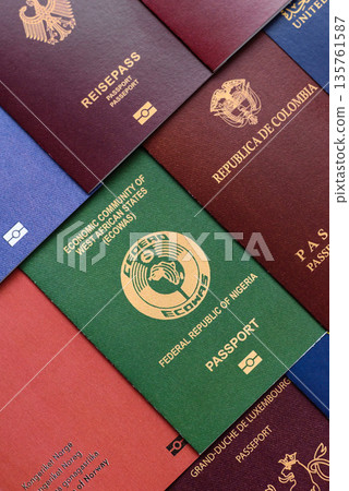 Passports of citizens of different countries of the world, passports background 135761587