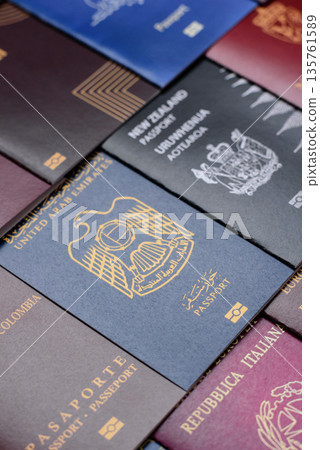 Passports of citizens of different countries of the world, passports background Passports of citizens of different countries of the world, passports background 135761589