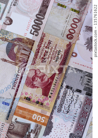 Money background, currency exchange, paper banknotes from different countries. Money cash currency 135761622