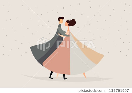 vector romantic illustration with man and woman in minimalist style in pastel colors vector romantic illustration with man and woman in minimalist style in pastel colors 135761997