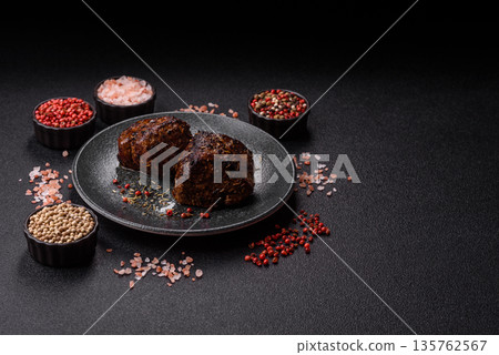 Grilled or barbecued beef steak, a fillet of meat cooked for dinner. Beef steak Grilled or barbecued beef steak, a fillet of meat cooked for dinner. Beef steak 135762567