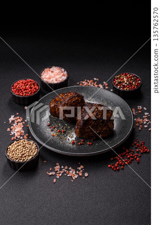 Grilled or barbecued beef steak, a fillet of meat cooked for dinner. Beef steak Grilled or barbecued beef steak, a fillet of meat cooked for dinner. Beef steak 135762570