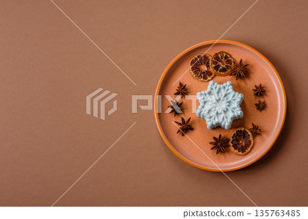 Christmas mochi, mooncake, or cheesecake shaped like a snowflake. Christmas mochi or cheesecake Christmas mochi, mooncake, or cheesecake shaped like a snowflake. Christmas mochi or cheesecake 135763485