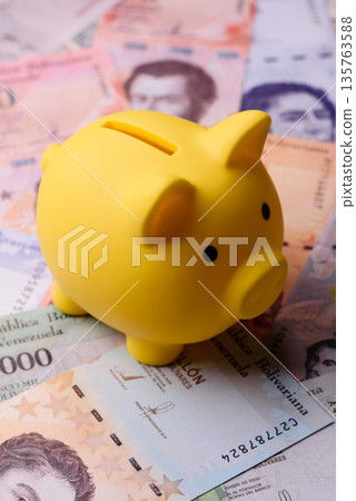 A piggy bank as a concept for storing, accumulating, and saving financial resources. A piggy bank A piggy bank as a concept for storing, accumulating, and saving financial resources. A piggy bank 135763588