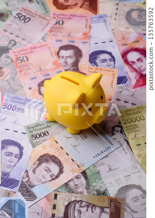 A piggy bank as a concept for storing, accumulating, and saving financial resources. A piggy bank 135763592