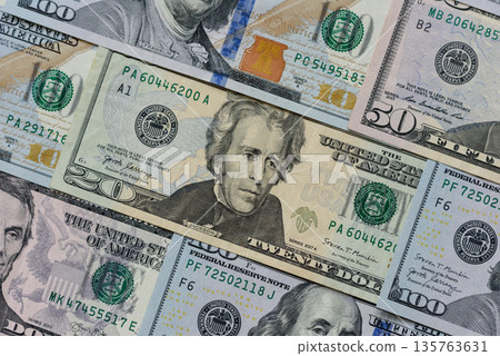 Cash, US dollar currency, financial and business flows. US dollar cash 135763631