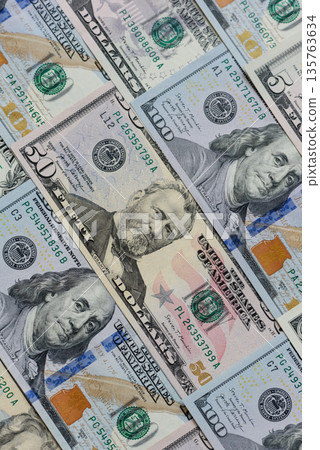 Cash, US dollar currency, financial and business flows. US dollar cash 135763634