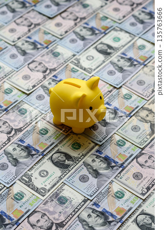 A piggy bank as a concept for storing, accumulating, and saving financial resources. A piggy bank A piggy bank as a concept for storing, accumulating, and saving financial resources. A piggy bank 135763666