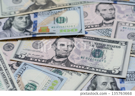 Cash, US dollar currency, financial and business flows. US dollar cash 135763668