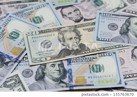 Cash, US dollar currency, financial and business flows. US dollar cash 135763670