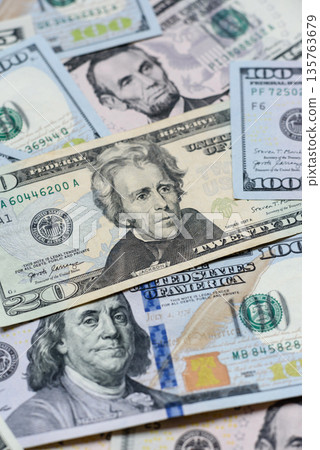 Cash, US dollar currency, financial and business flows. US dollar cash 135763679