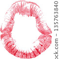 Print of parted lips with red lipstick on isolated background 135763840