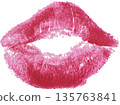 Print of parted lips with red lipstick on isolated background 135763841