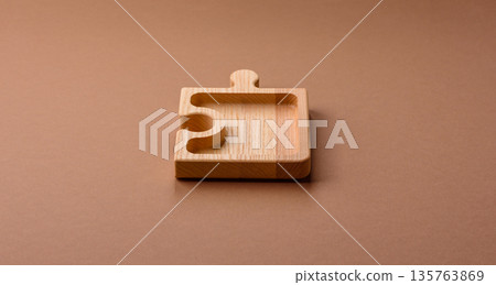 Wooden empty puzzle serving tray, kitchen accessories. A wooden empty puzzle tray 135763869