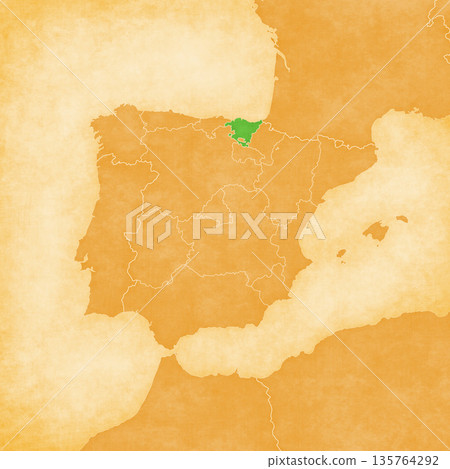 Ocher map of Iberian Peninsula - Basque Country 135764292