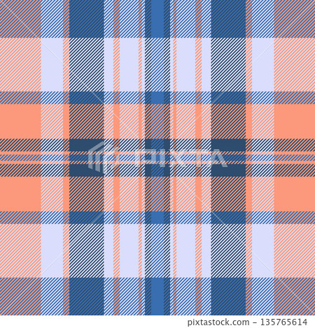 Fold fabric check texture, creative background pattern plaid. Tablecloth textile tartan vector seamless in blue and light colors. 135765614