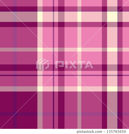 National pattern seamless background, nostalgia plaid tartan textile. Hunter fabric texture vector check in pink and light goldenrod yellow colors. National pattern seamless background, nostalgia plaid tartan textile. Hunter fabric texture vector check in pink and light goldenrod yellow colors. 135765650