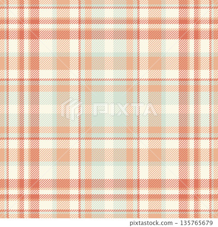 Striped textile background plaid, strong fabric texture pattern. English tartan check vector seamless in old lace and orange colors. 135765679