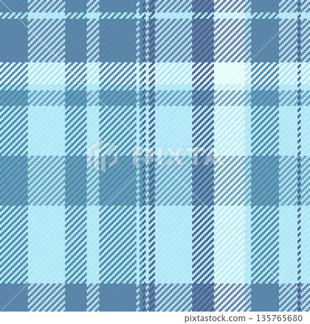 Surface check texture background, outfit textile tartan pattern. Podium fabric vector seamless plaid in cyan and light colors. 135765680