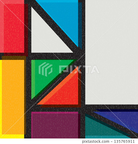 Abstract vivid colors geometric shapes overlap transparent with riso print effect vector illustration. Colorful graphic elements retro risograph technique. Abstract vivid colors geometric shapes overlap transparent with riso print effect vector illustration. Colorful graphic elements retro risograph technique. 135765911