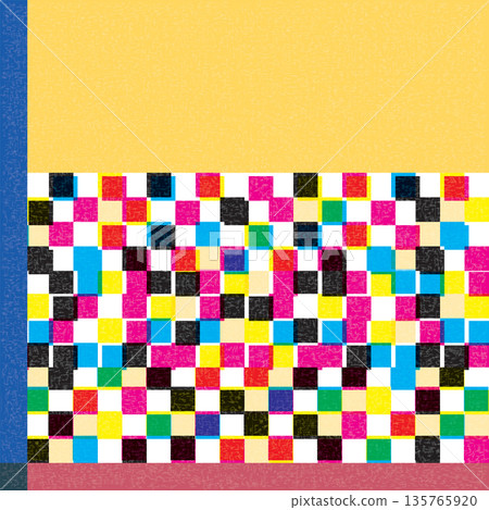 Colorful geometric shape overlap transparent with riso print effect vector illustration and have blank space for any wording advertisement. 135765920
