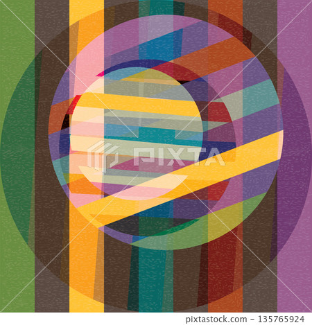 Colorful geometric shape transparent with riso print effect vector illustration. Graphic element for fabric, textile, clothing, wrapping paper, wallpaper, poster. 135765924