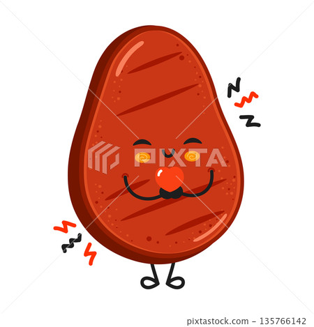 Kawaii grilled steak character feeling love and craving 135766142