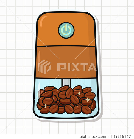 Electric coffee grinder preparing fresh coffee beans Electric coffee grinder preparing fresh coffee beans 135766147