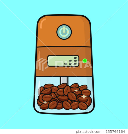 Electric coffee grinder preparing fresh bean beverage Electric coffee grinder preparing fresh bean beverage 135766164