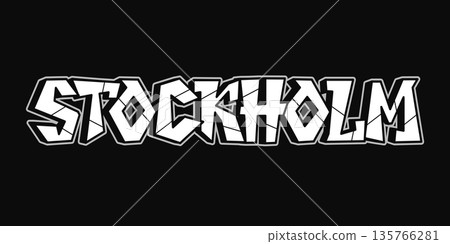 Stockholm city name typography on black background 135766281