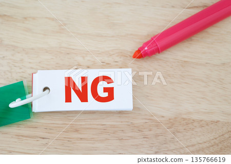 A warning image of a card with the word NG written in red. 135766619
