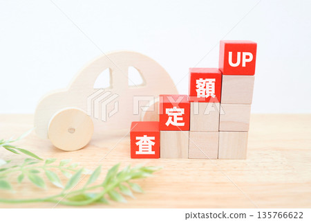 向上傾斜的建築模組表示汽車評估價值的增加。 135766622