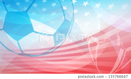 Blue soccer ball on american flag background. Blue soccer ball on american flag background. 135766687